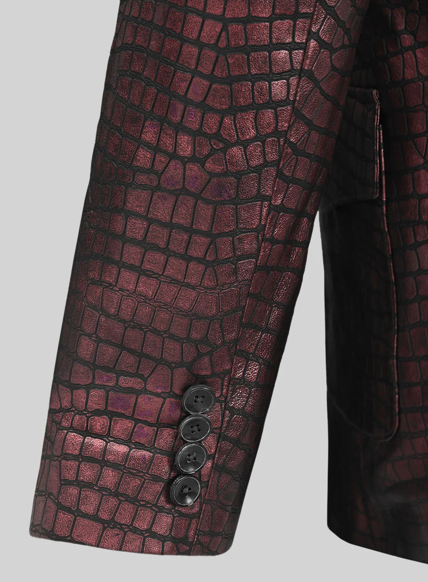 Croc Antique Rose Western Leather Blazer - Image 4