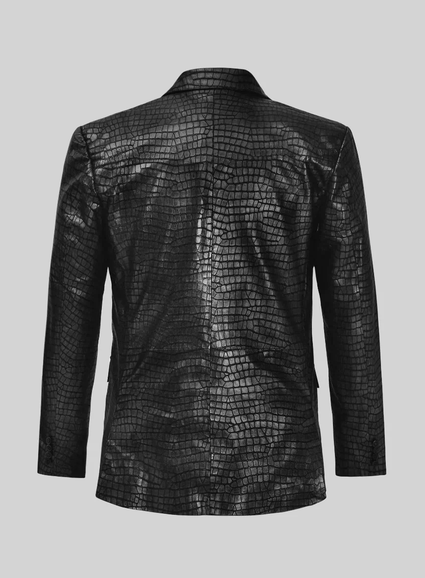 Croc Black Leather Blazer - Image 2
