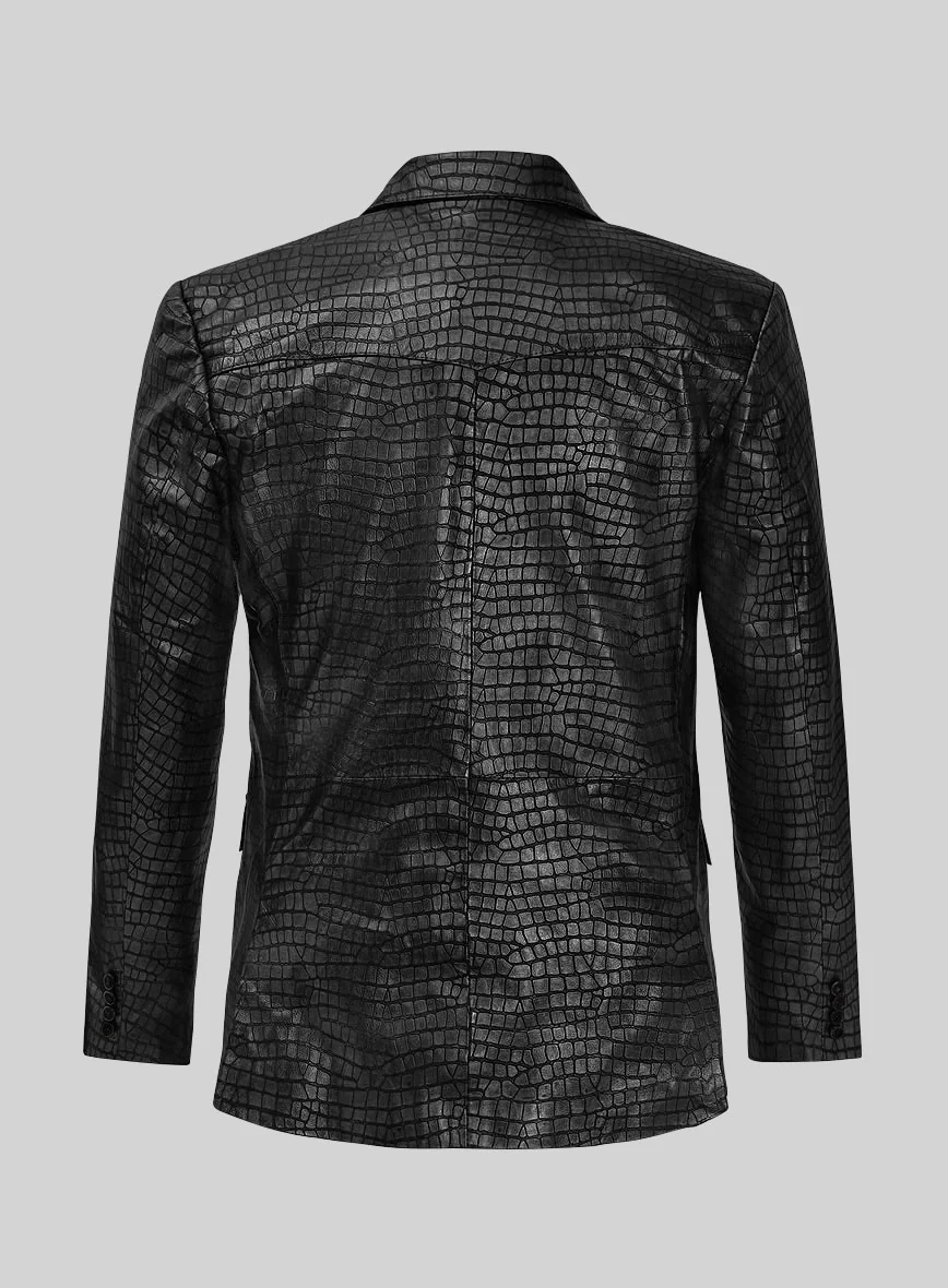 Croc Black Western Leather Blazer - Image 2