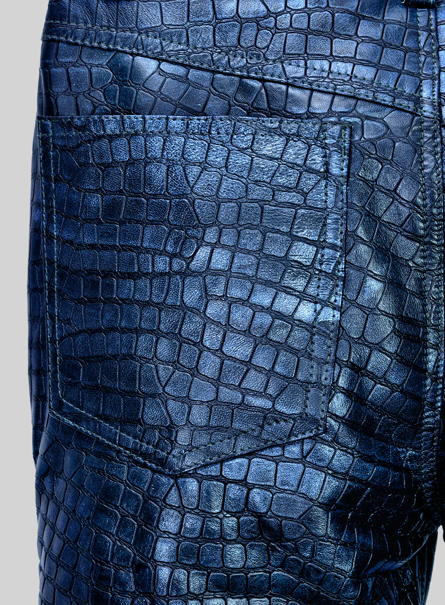 Croc Metallic Blue Leather Jeans - Image 3