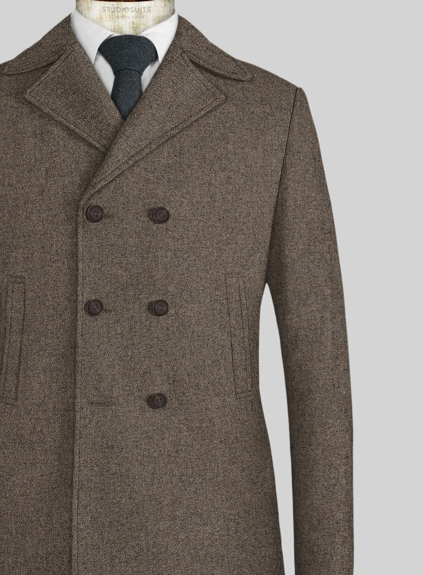 Dapper Brown Tweed Pea Coat - Image 2