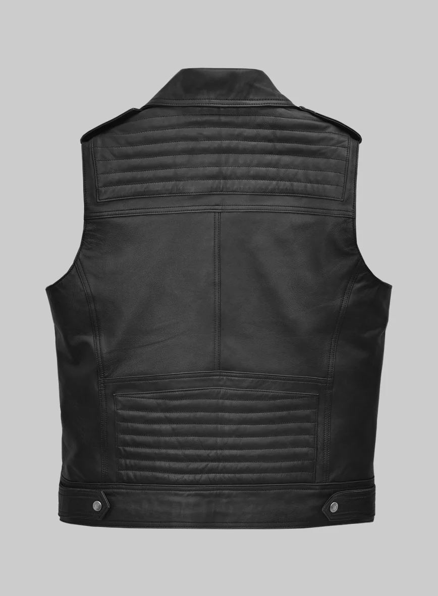Dargee Black Biker Leather Vest - Image 2