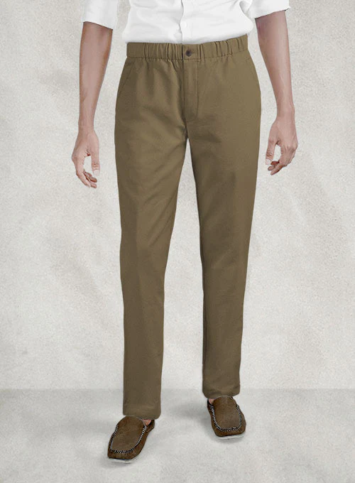 Easy Pants Dark Beige Cotton Canvas - Image 8