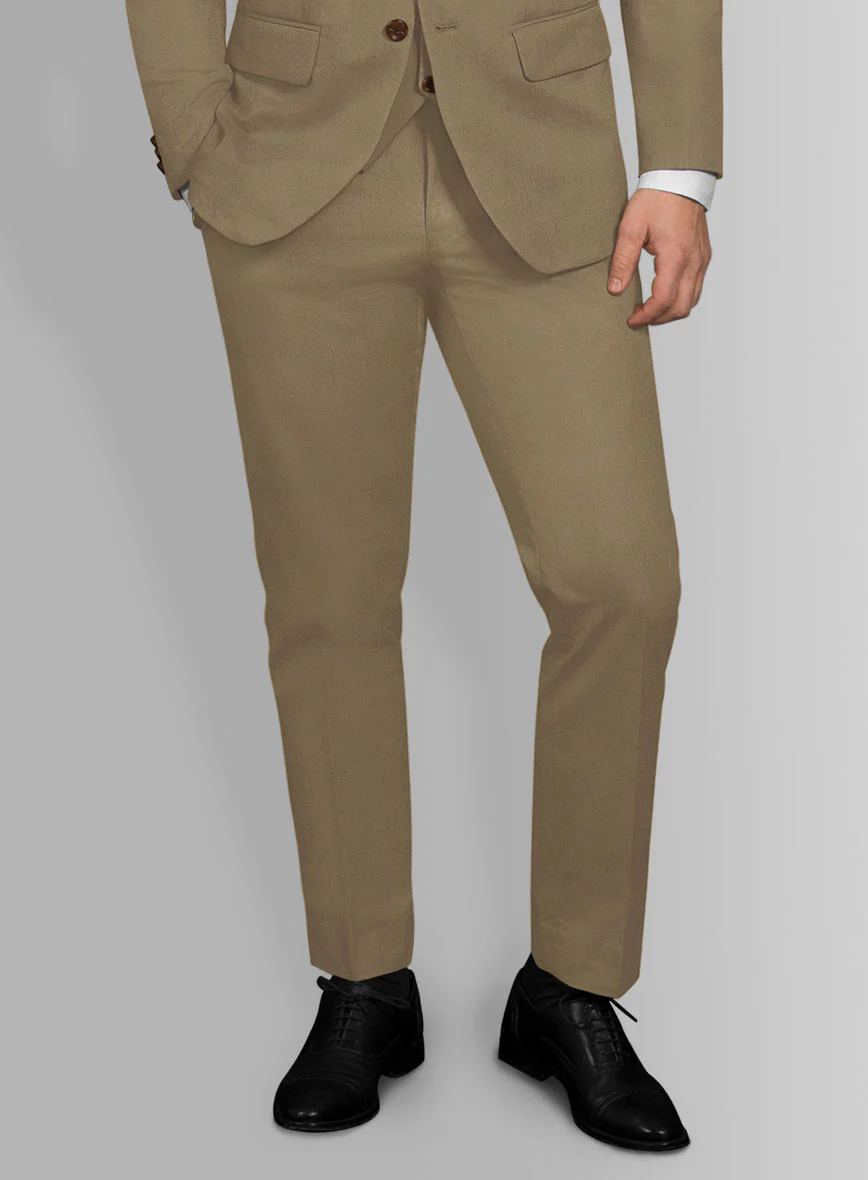 Dark Beige Feather Cotton Canvas Stretch Pants - Image 2