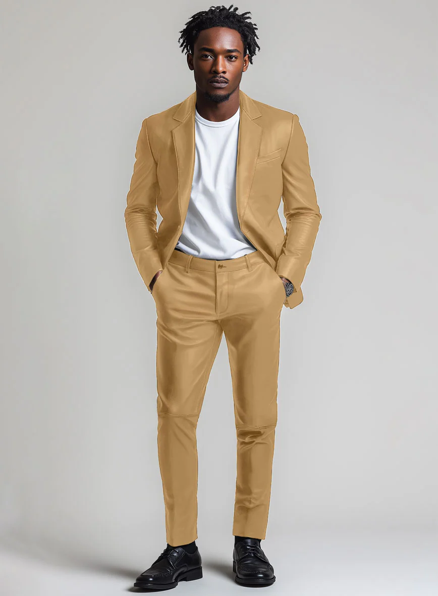 Dark Beige Leather Suit - Image 4