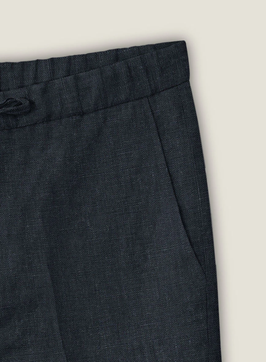 Dark Blue Linen Shorts - Image 3