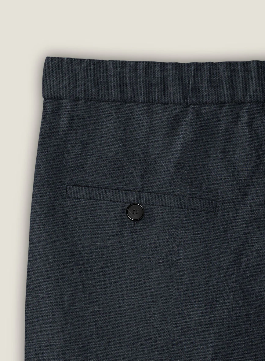 Dark Blue Linen Shorts - Image 4