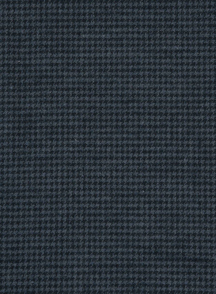 Dark Blue Mini Houndstooth Cotton Shirt - Image 4