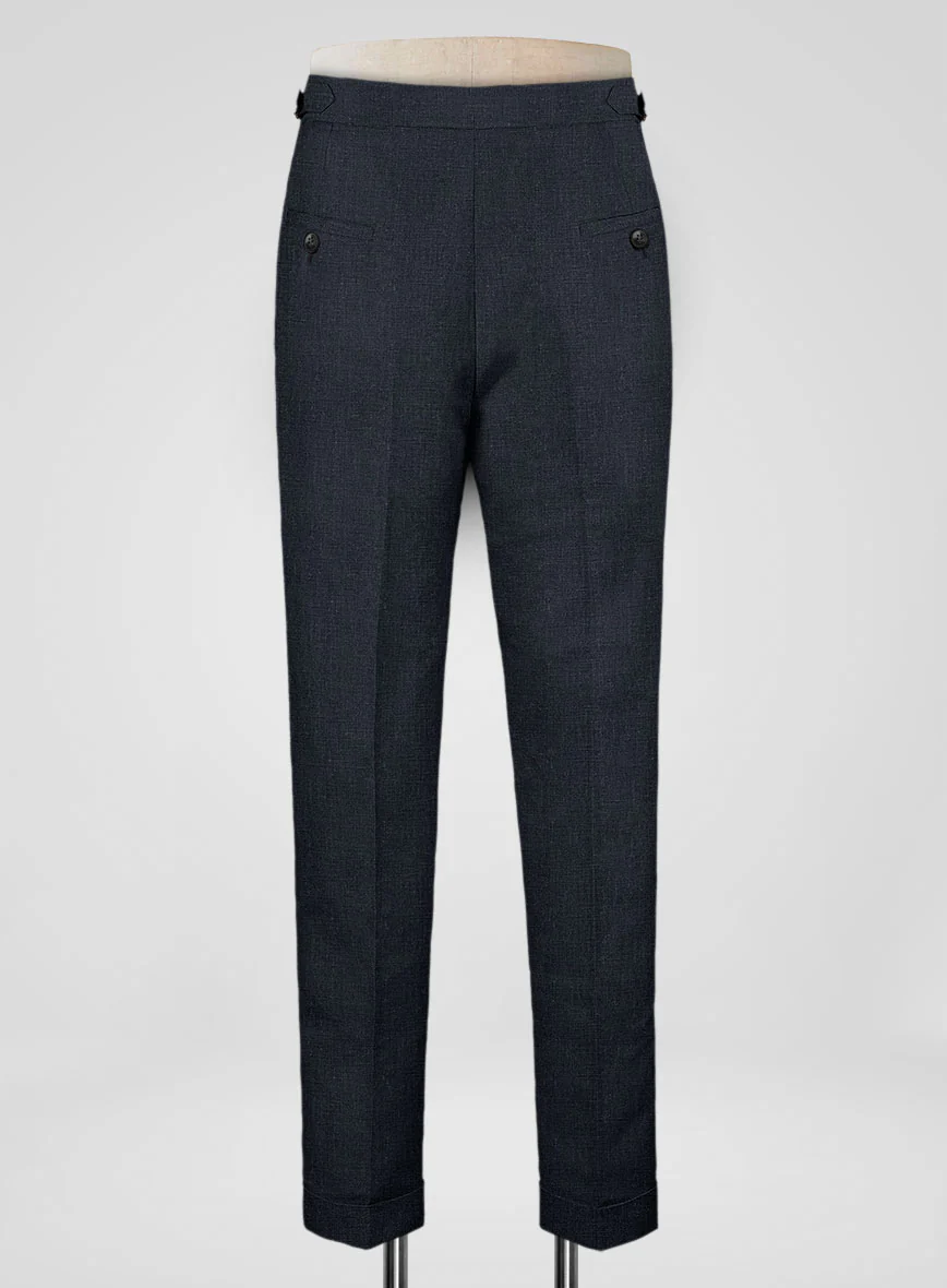 Dark Blue Linen Highland Trousers - Image 3