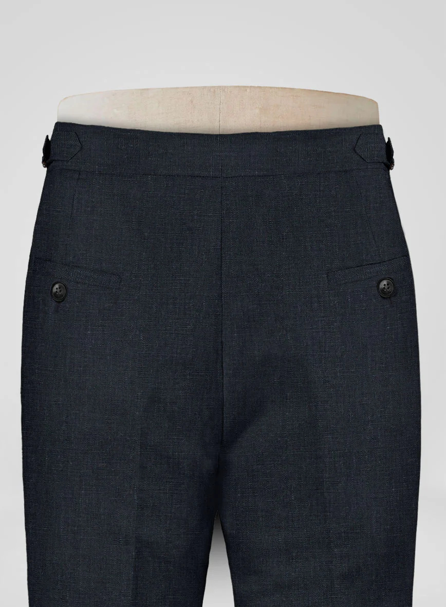 Dark Blue Linen Highland Trousers - Image 5