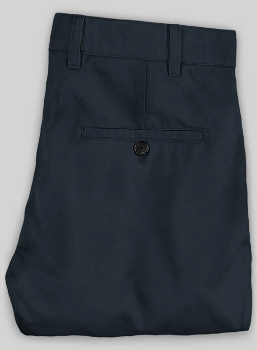 Washed Dark Blue Stretch Chino Pants - Image 3