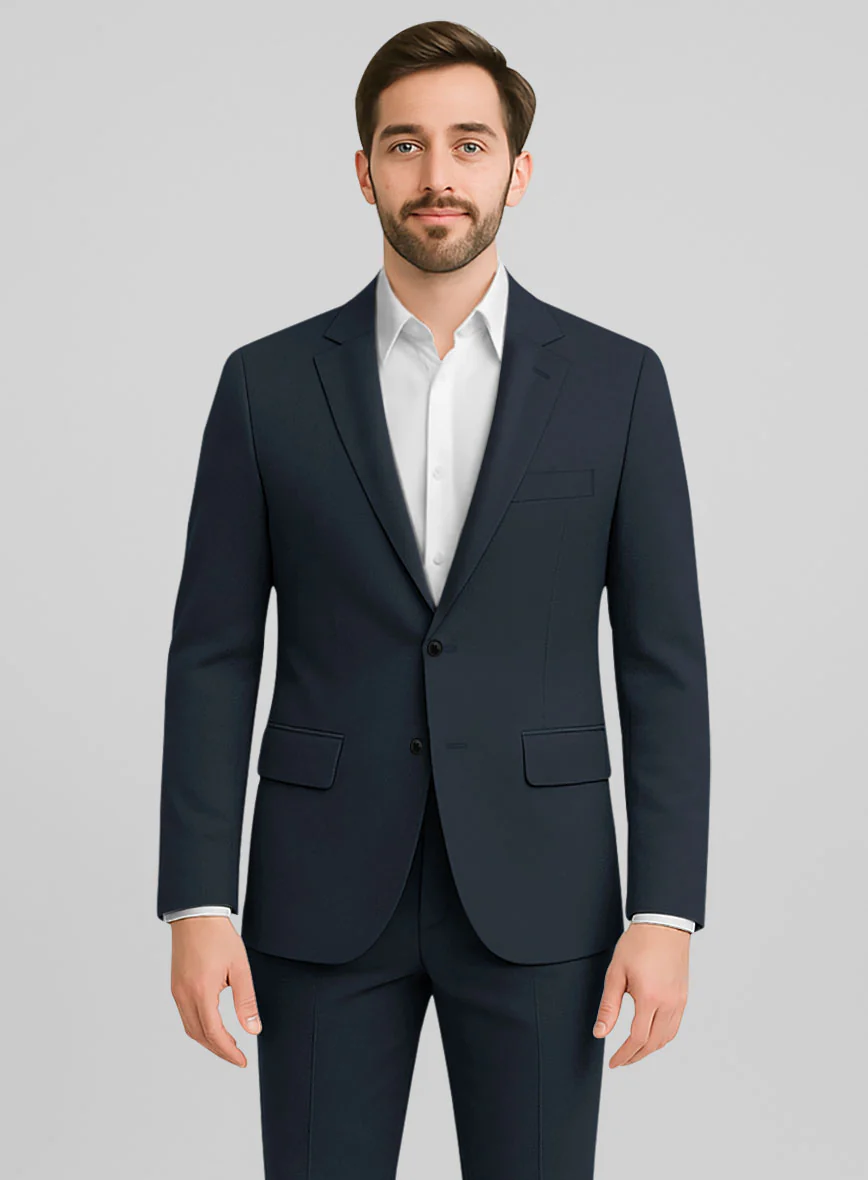 Dark Blue Stretch Chino Suit - Image 3