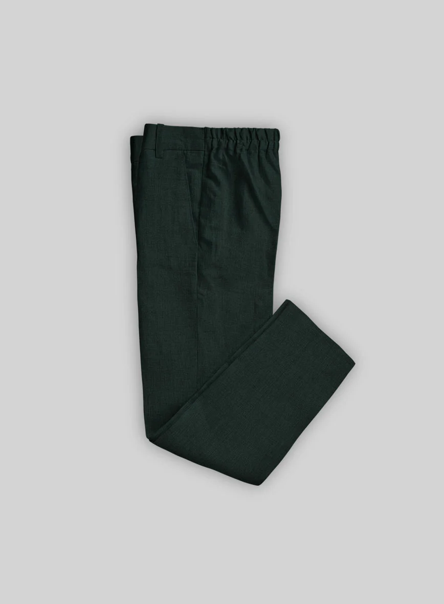 Dark Bottle Green Linen Boys Suit - Image 6