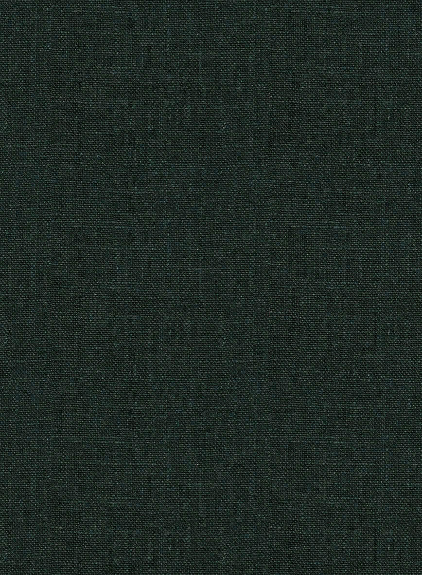 Dark Bottle Green Linen Cargo Pants - Image 7