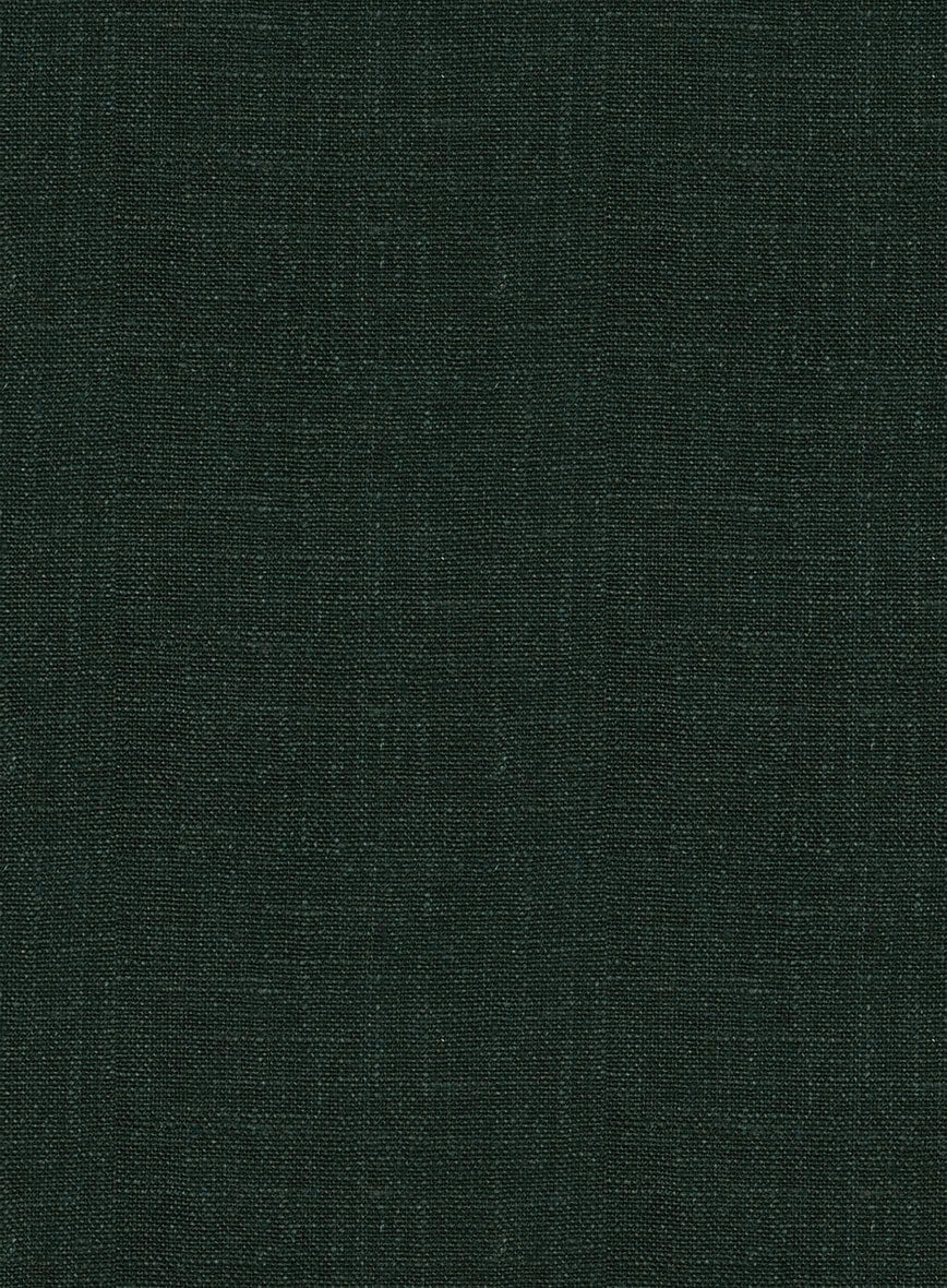 Dark Bottle Green Linen Highland Trousers - Image 7