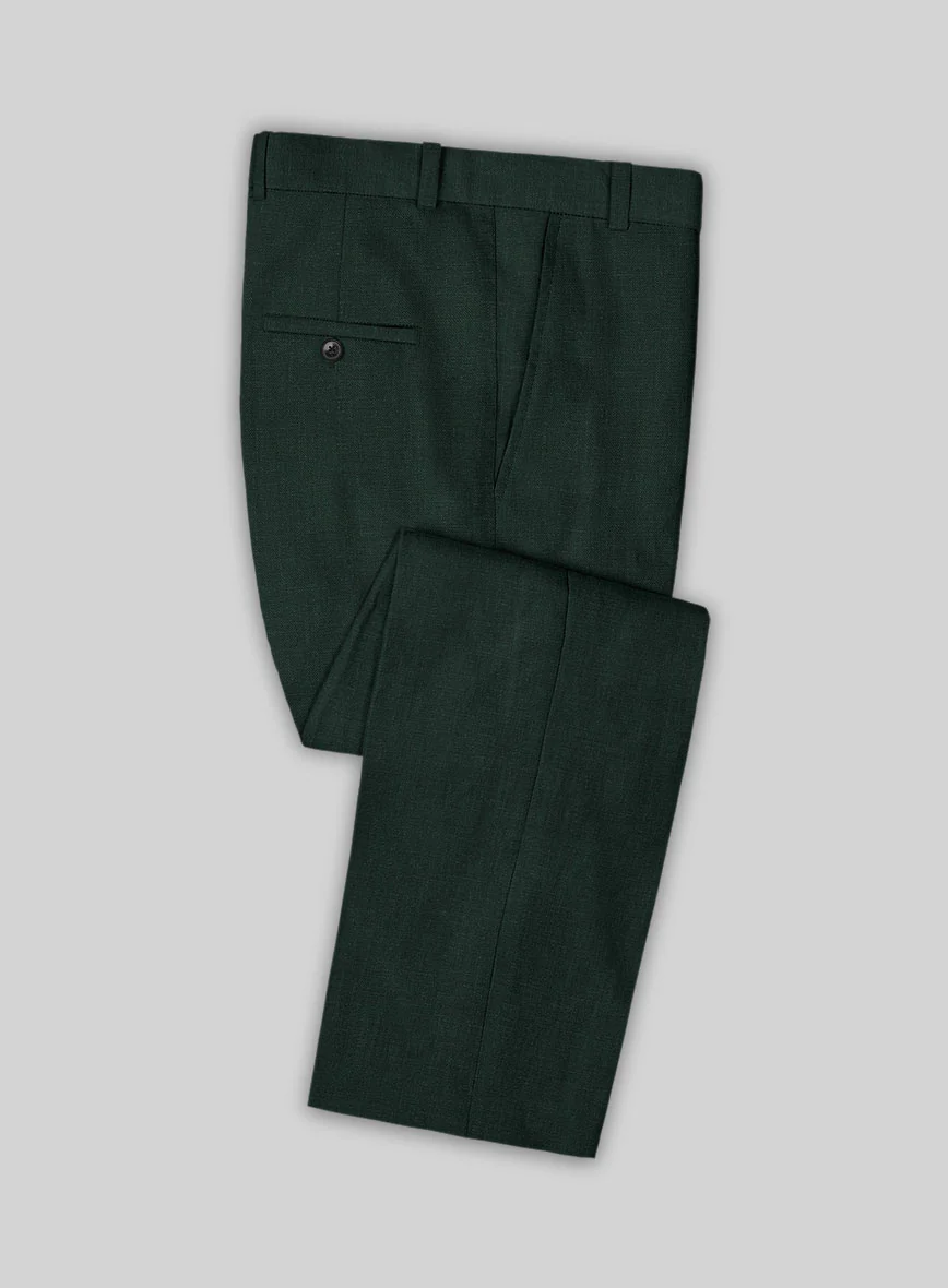 Dark Bottle Green Linen Pants - Image 2