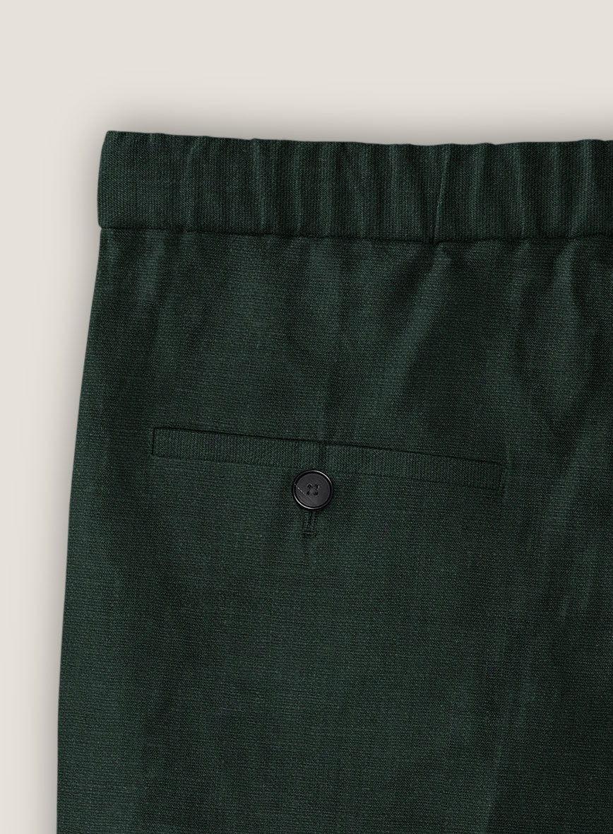 Dark Bottle Green Linen Shorts - Image 4