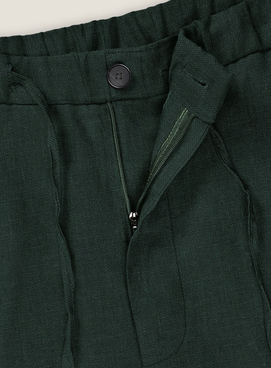 Dark Bottle Green Linen Shorts - Image 5