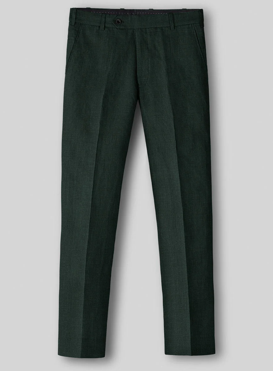 Dark Bottle Green Linen Suit - Image 6
