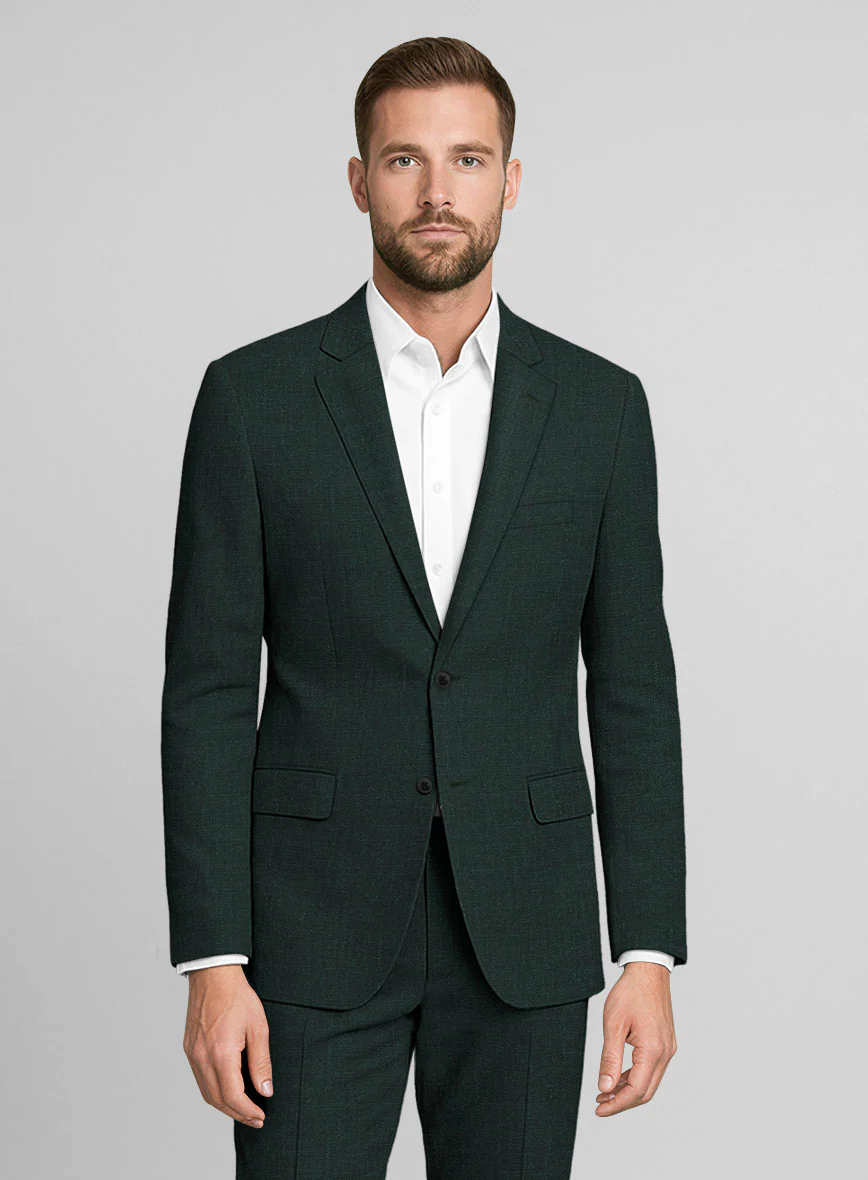 Dark Bottle Green Linen Suit - Image 7
