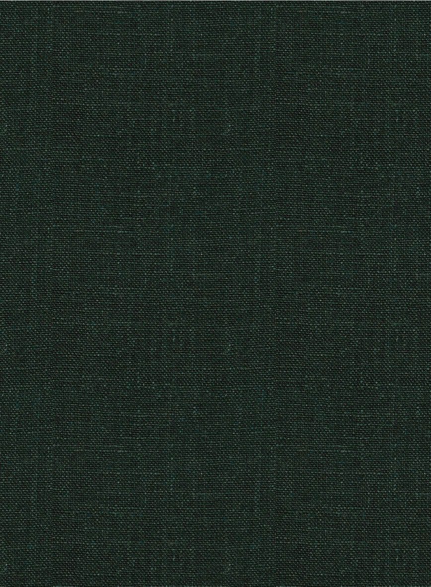 Dark Bottle Green Linen Zipper Jacket - Image 5