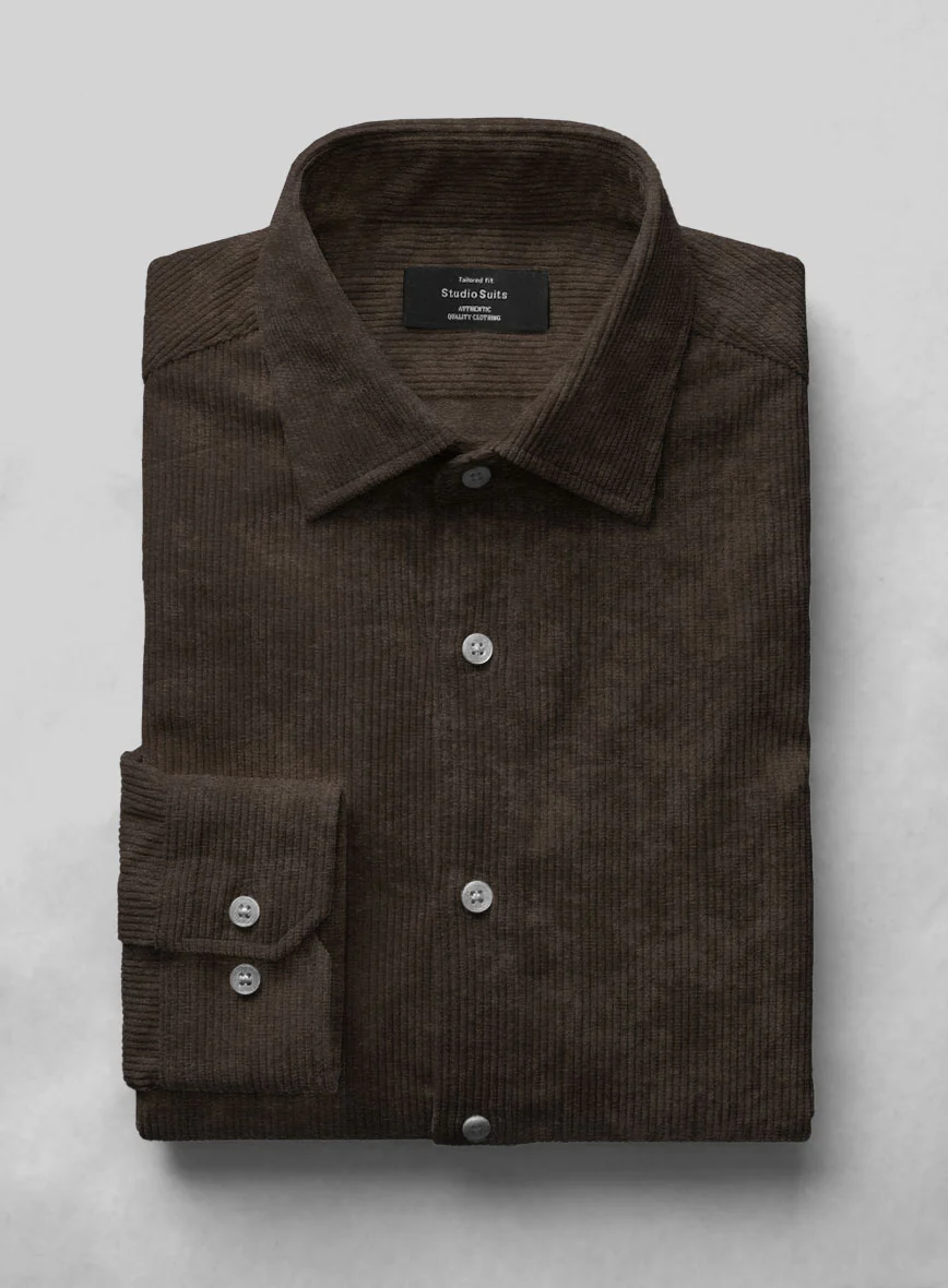 Dark Brown Corduroy Shirt - Image 2