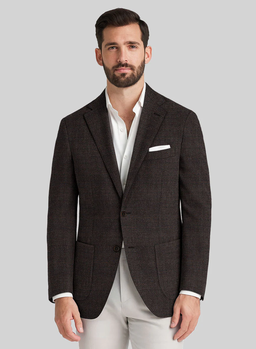 Dark Brown Hopsack Unlined Blazer - Image 2