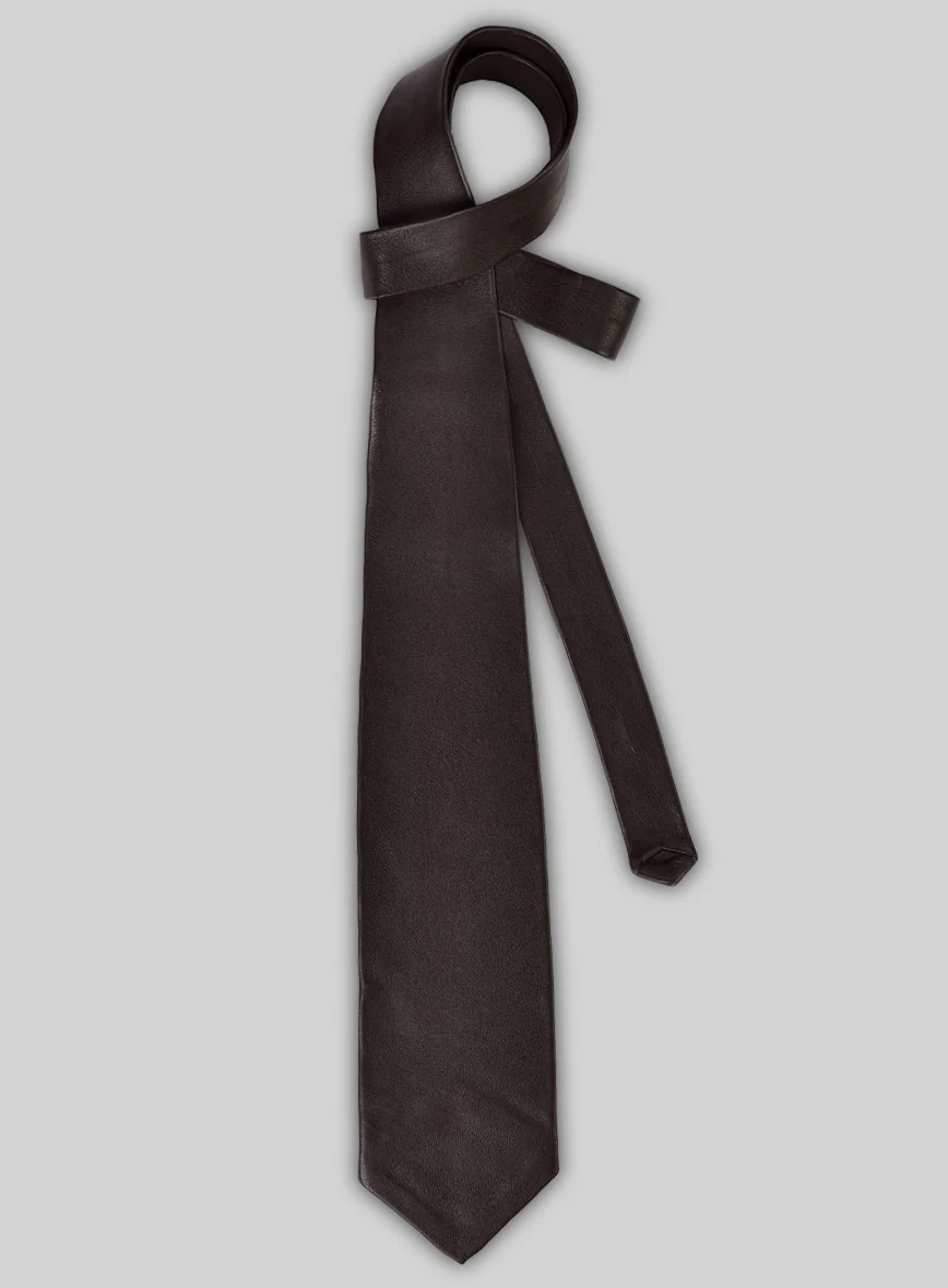 Dark Brown Leather Tie - Image 2