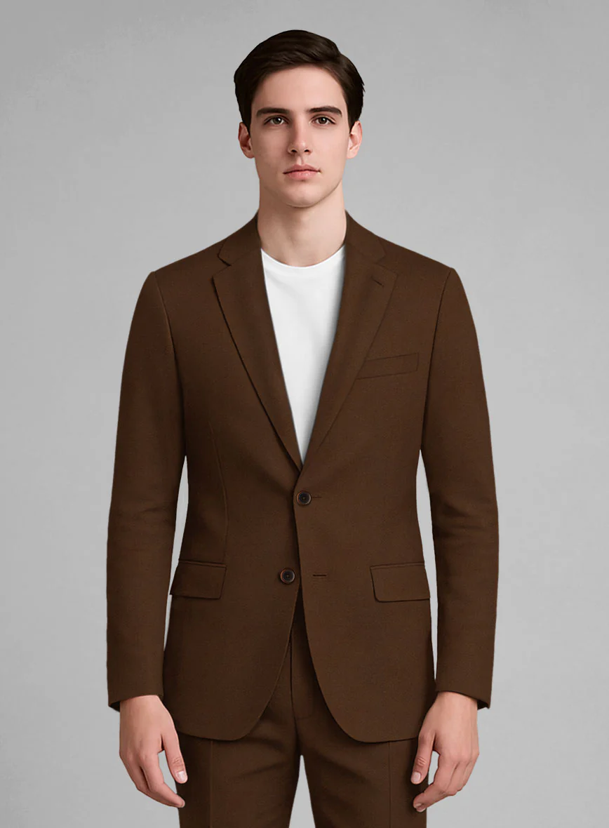 Dark Brown Napoli Stretch Light Weight Cotton Suit - Image 3