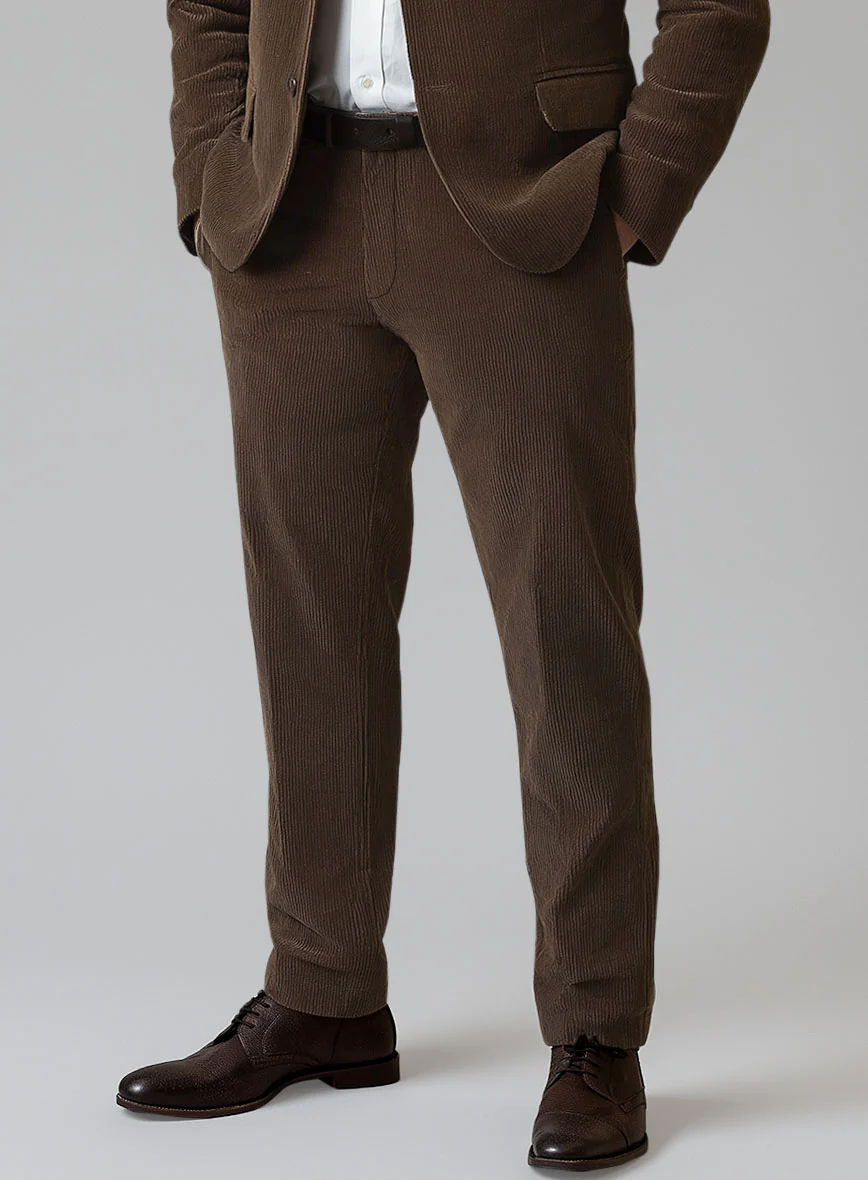 Dark Brown Stretch Pin Corduroy Pants - Image 2
