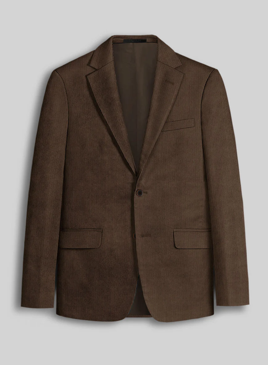 Dark Brown Stretch Pin Corduroy Suit - Image 4