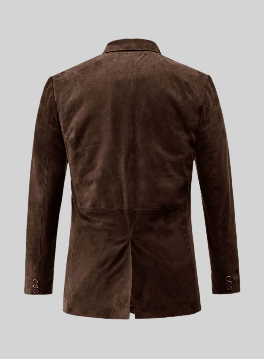 Dark Brown Suede Leather Blazer - Image 3