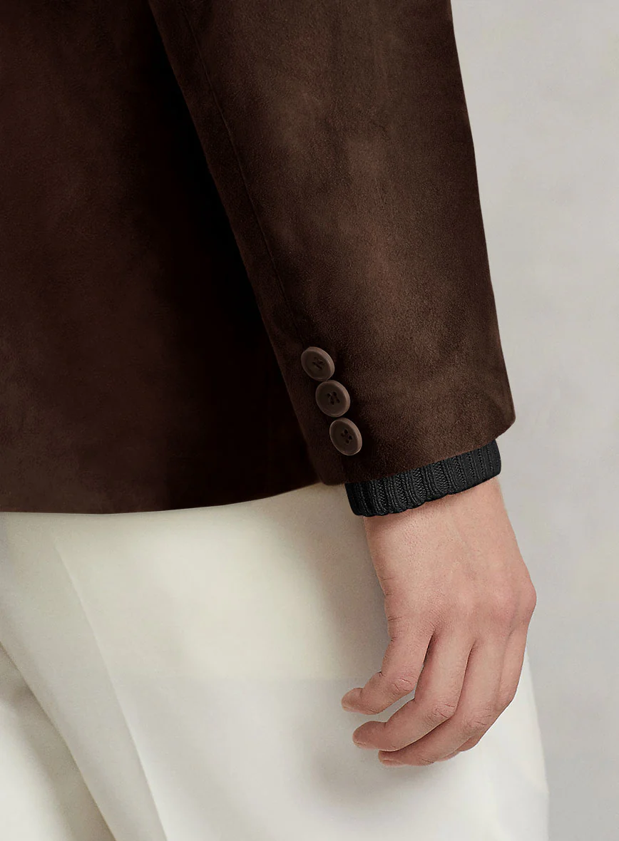 Dark Brown Suede Leather Blazer - Image 6