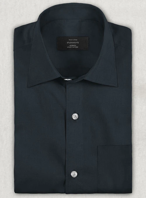 Dark Navy Stretch Twill Shirt - Image 2