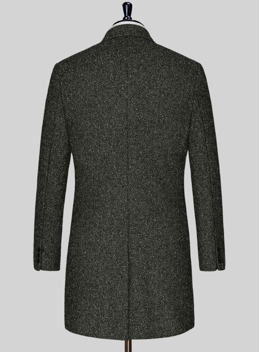 Dark Olive Flecks Donegal Tweed Overcoat - Image 2