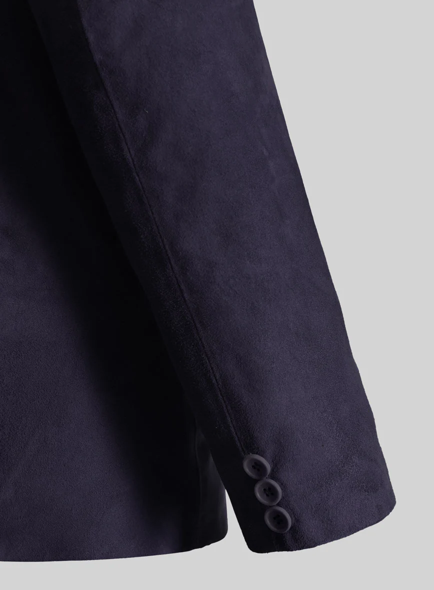 Dark Slate Purple Suede Leather Blazer - Image 2