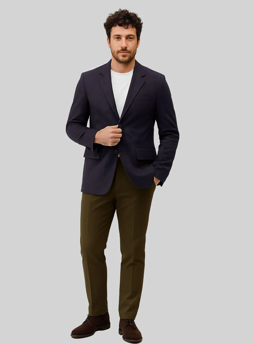 Dark Slate Purple Suede Leather Blazer - Image 3