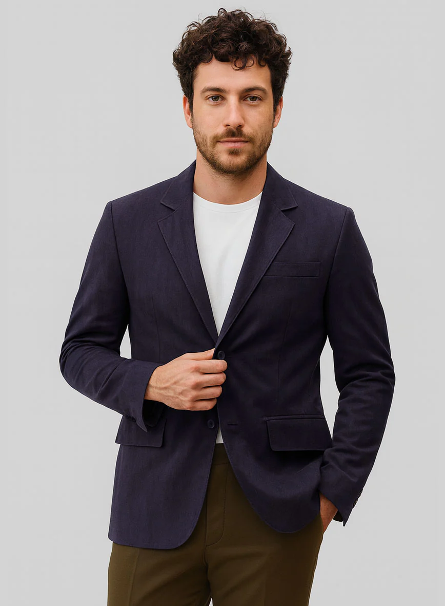 Dark Slate Purple Suede Leather Blazer - Image 4