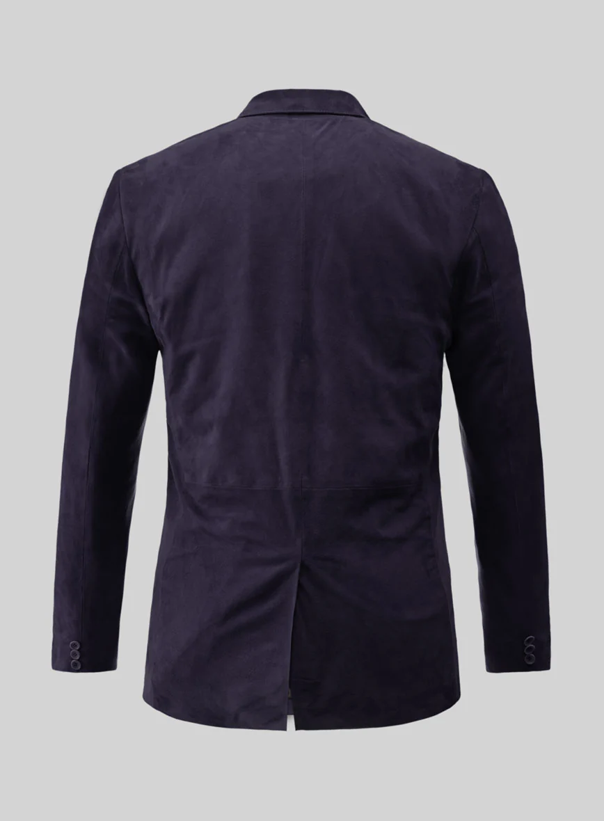 Dark Slate Purple Suede Leather Blazer - Image 5