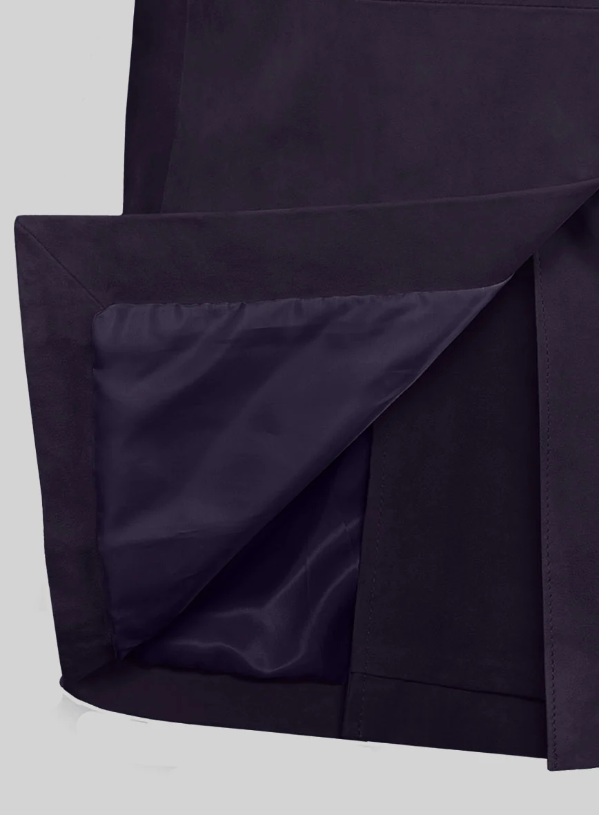Dark Slate Purple Suede Leather Pea Coat - Image 6