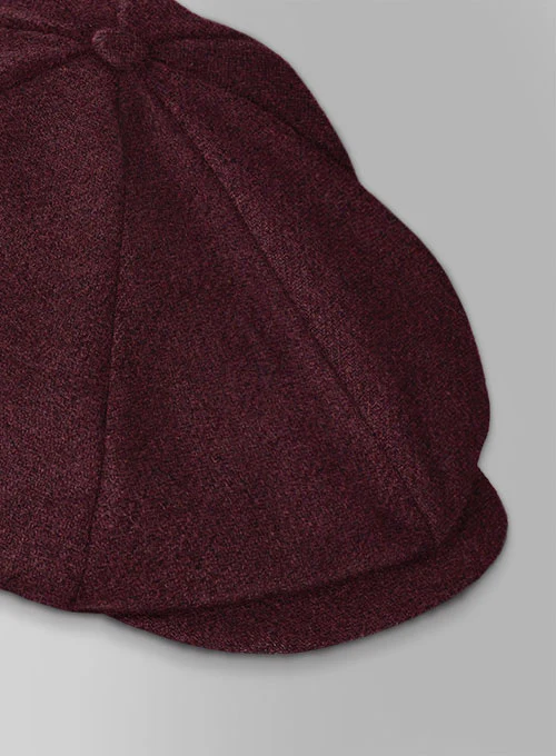 Dark Wine Heavy Tweed Newsboy Cap - Image 4