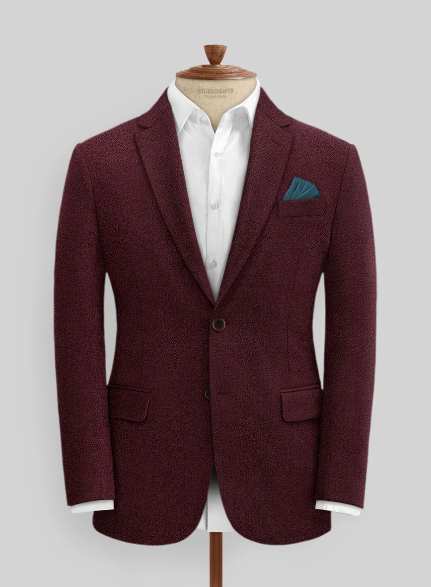 Dark Wine Heavy Tweed Suit - Image 4