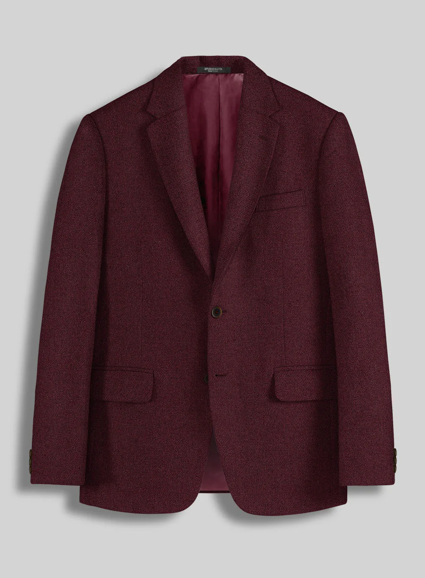 Dark Wine Heavy Tweed Suit - Image 5