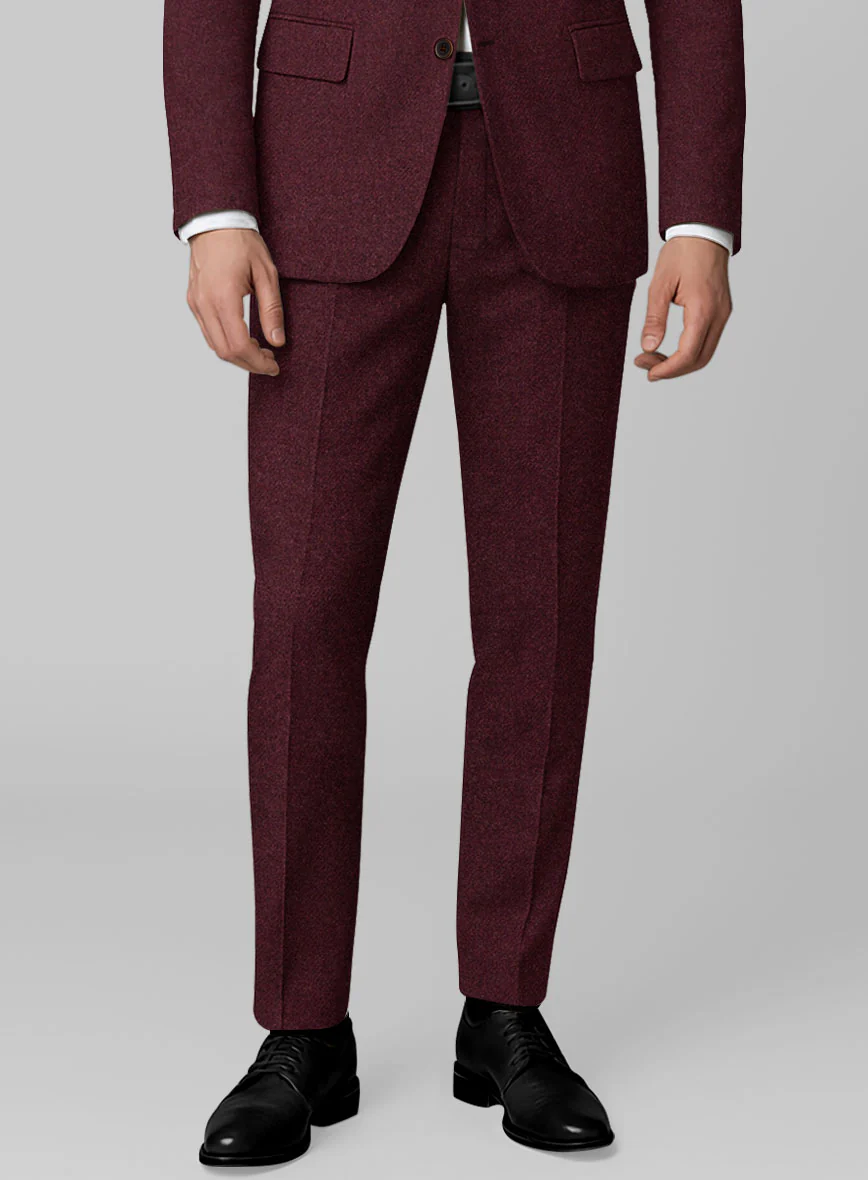 Dark Wine Heavy Tweed Suit - Image 9