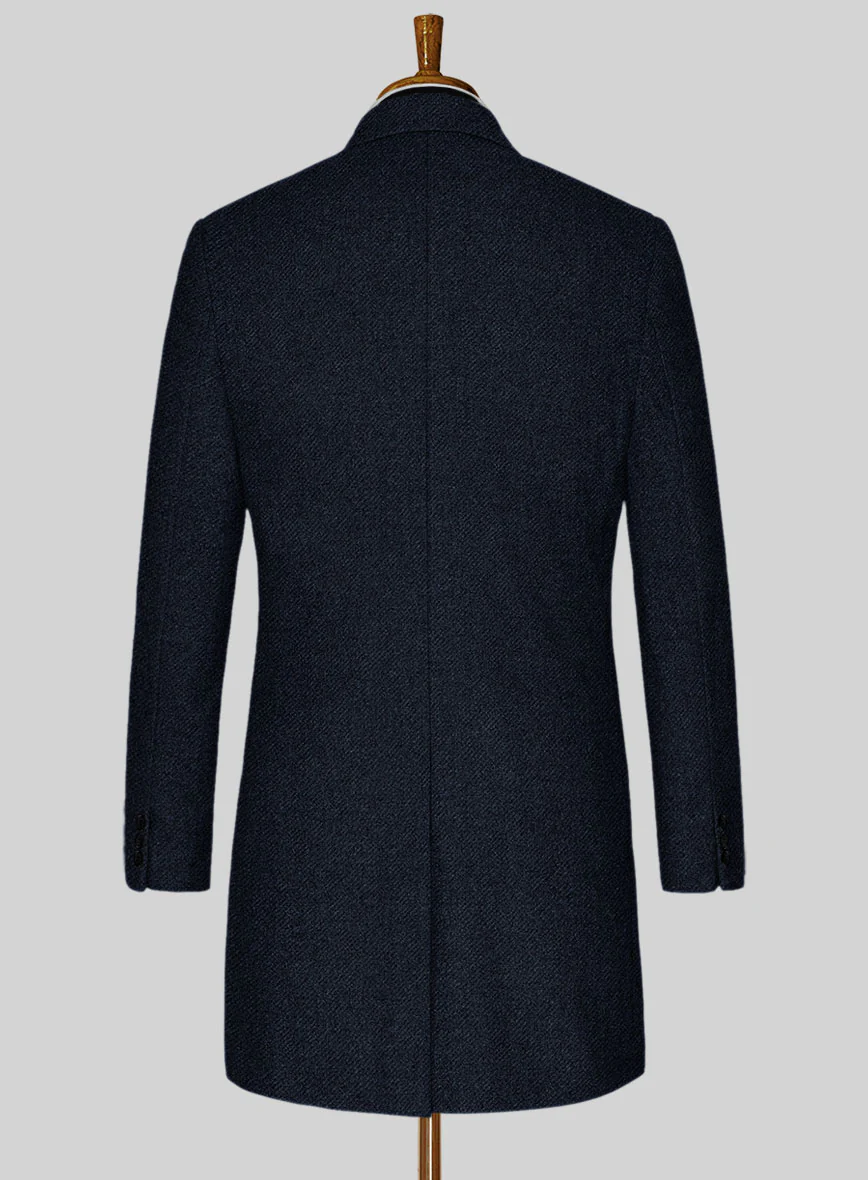 Deep Blue Heavy Tweed Overcoat - Image 3