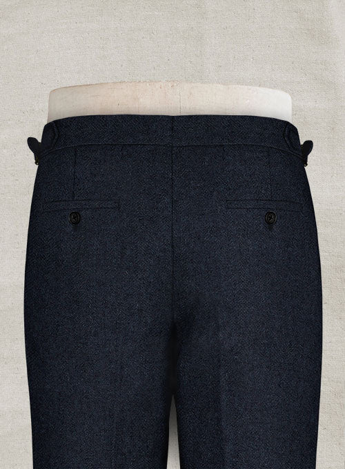 Deep Blue Herringbone Highland Tweed Trousers - Image 5