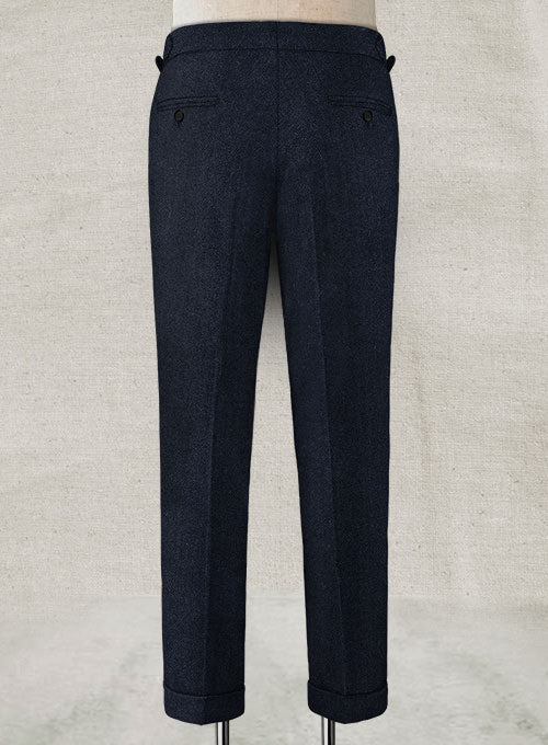 Deep Blue Herringbone Highland Tweed Trousers - Image 7