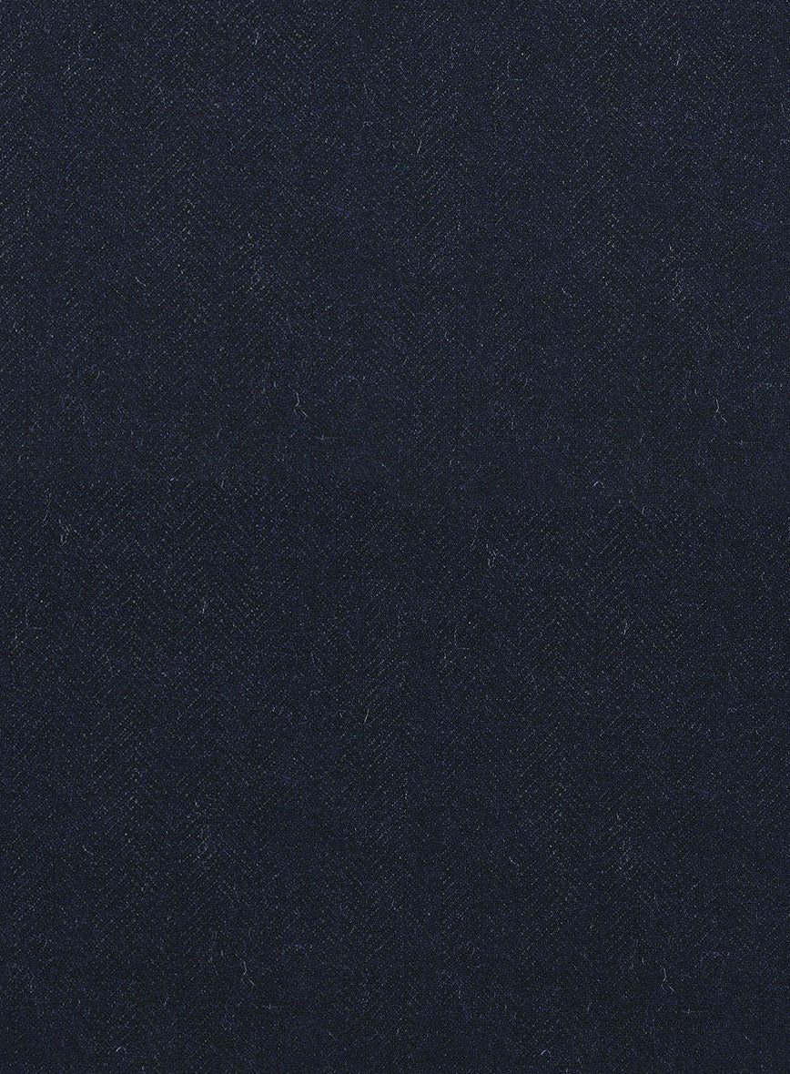 Deep Blue Herringbone Tweed Overcoat - Image 4