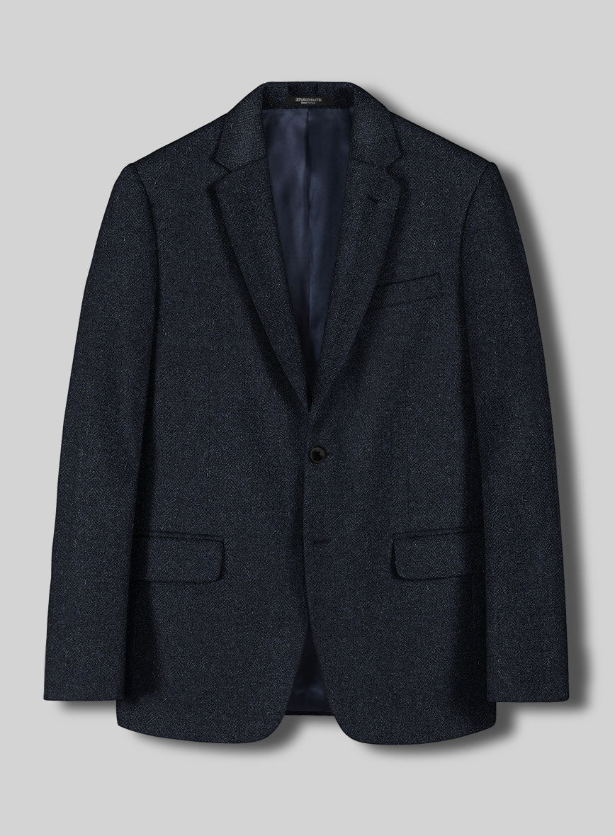 Deep Blue Herringbone Tweed Suit - Image 3