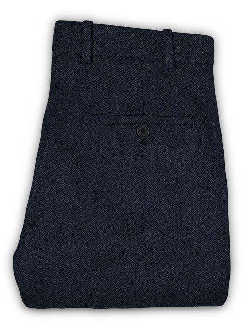 Deep Blue Herringbone Tweed Double Breasted Suit - Image 4